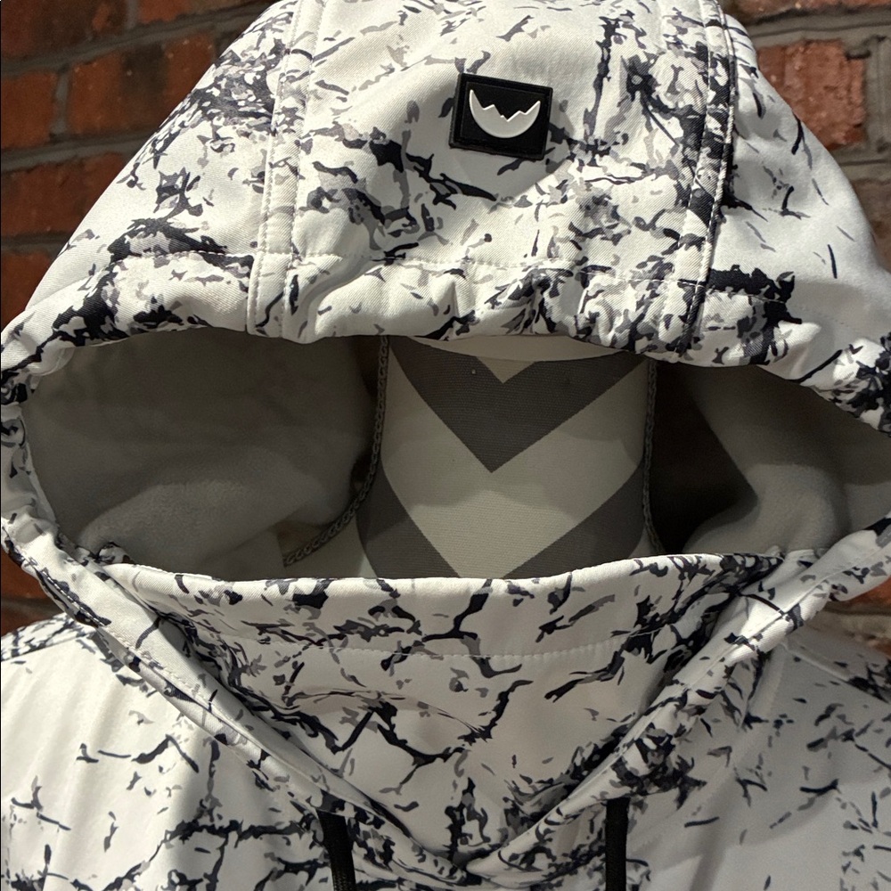 New with tags Otemper pullover ski hoodie. White & Black Marble Print. Size S. - Picture 3 of 11